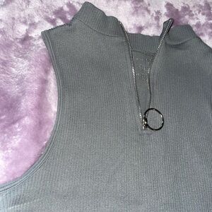 Gray Sleeveless Ribbed Top
